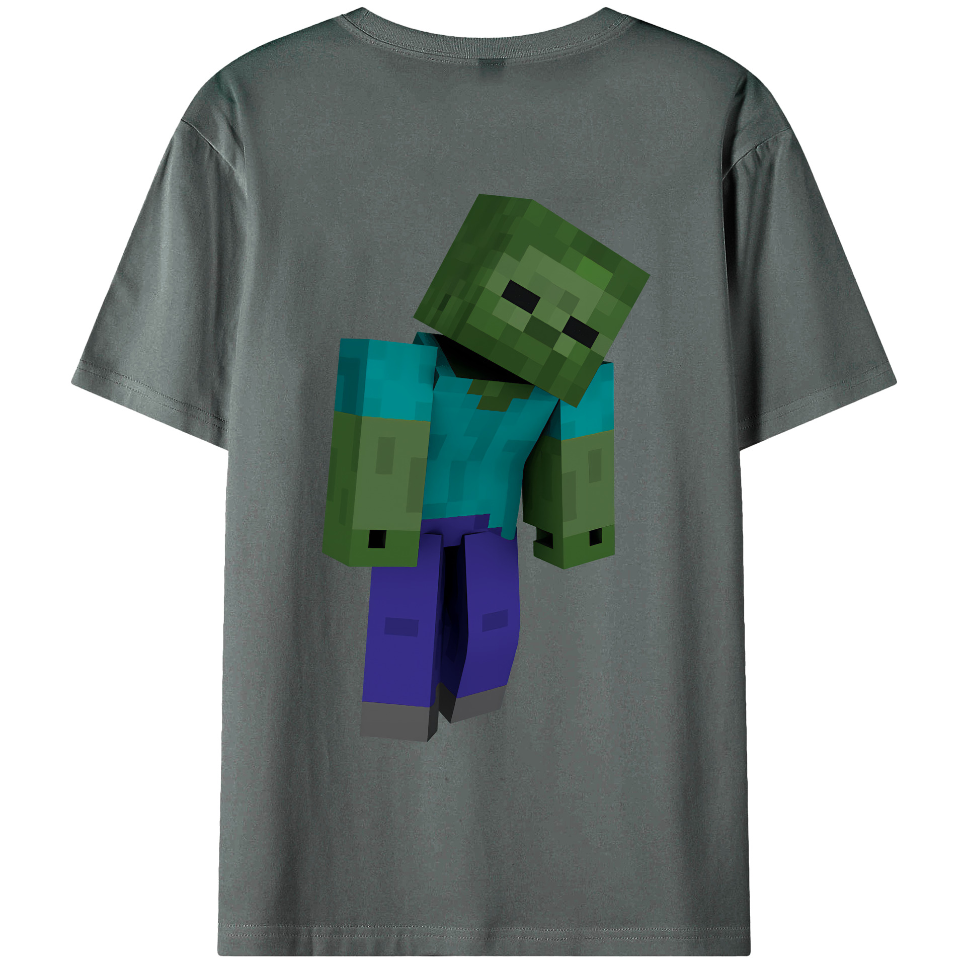 （画像用） マインクラフト ブロックの世界 Minecraft MC Block world 綿100％ メンズ半袖Tシャツ（バックプリント） 通気性